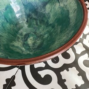 Pinecroft authentic pottery bowl Green and Brown